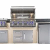 Bonfire 401 34" 4 Burner Grill Island, Double Side Burner, Trash, Refrigerator