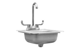 Summerset 15×15″ Stainless Drop In Sink With Hot/Cold Faucet - SSNK-15D -Barbecue Tool Store Summerset Sink Drop in 15 28816.1642779752.1500.1500